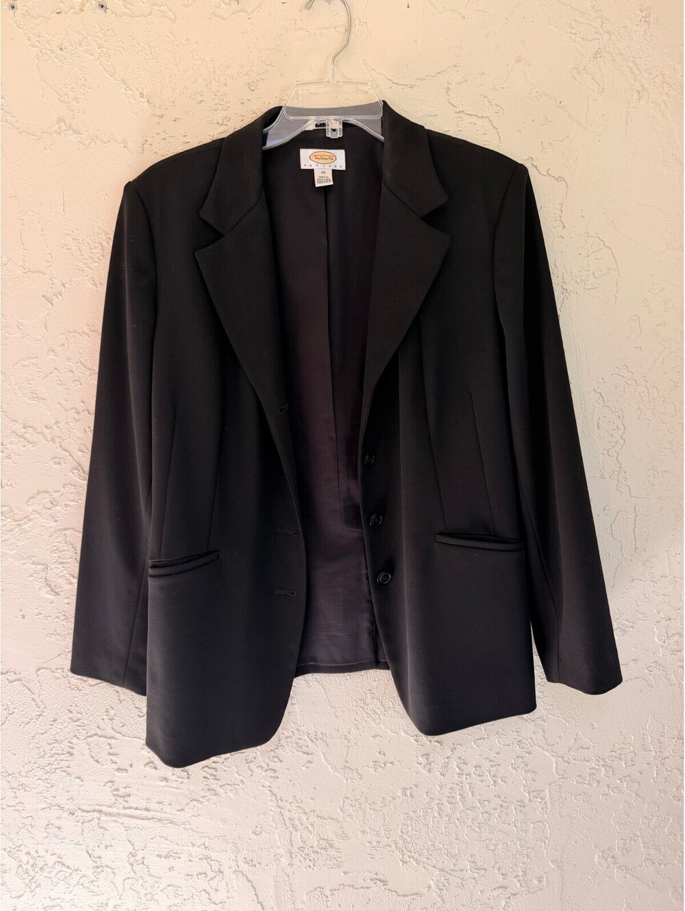 Talbots Women's Black Wool Blend Blazer Size 14 Petite